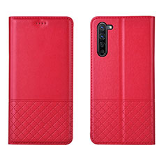 Leather Case Stands Flip Cover L04 Holder for Oppo F15 Red