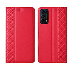 Leather Case Stands Flip Cover L04 Holder for Oppo Find X3 Lite 5G Red