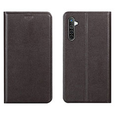 Leather Case Stands Flip Cover L04 Holder for Oppo K5 Brown