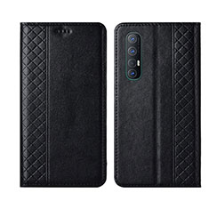 Leather Case Stands Flip Cover L04 Holder for Oppo Reno3 Pro Black