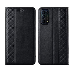 Leather Case Stands Flip Cover L04 Holder for Oppo Reno5 5G Black