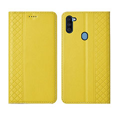 Leather Case Stands Flip Cover L04 Holder for Samsung Galaxy A11 Yellow