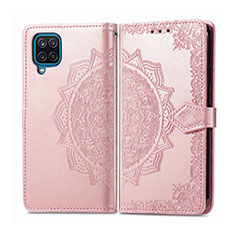 Leather Case Stands Flip Cover L04 Holder for Samsung Galaxy A12 Nacho Rose Gold