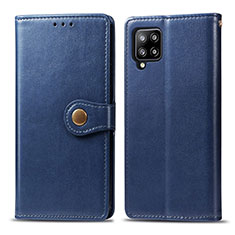 Leather Case Stands Flip Cover L04 Holder for Samsung Galaxy A42 5G Blue