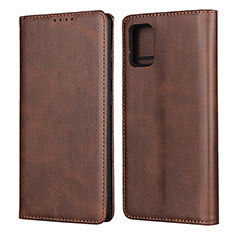 Leather Case Stands Flip Cover L04 Holder for Samsung Galaxy A51 4G Brown