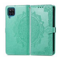 Leather Case Stands Flip Cover L04 Holder for Samsung Galaxy F12 Matcha Green