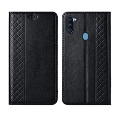 Leather Case Stands Flip Cover L04 Holder for Samsung Galaxy M11 Black