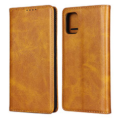 Leather Case Stands Flip Cover L04 Holder for Samsung Galaxy M40S Light Brown
