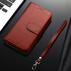 Leather Case Stands Flip Cover L04 Holder for Samsung Galaxy S20 Plus Brown