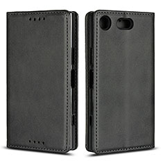 Leather Case Stands Flip Cover L04 Holder for Sony Xperia XZ1 Compact Black