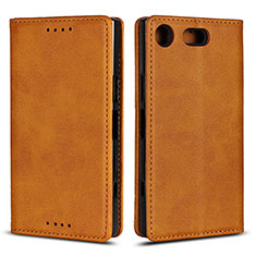 Leather Case Stands Flip Cover L04 Holder for Sony Xperia XZ1 Compact Orange