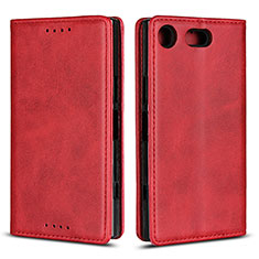 Leather Case Stands Flip Cover L04 Holder for Sony Xperia XZ1 Compact Red