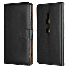 Leather Case Stands Flip Cover L04 Holder for Sony Xperia XZ2 Black