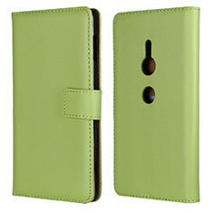 Leather Case Stands Flip Cover L04 Holder for Sony Xperia XZ2 Green