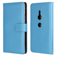 Leather Case Stands Flip Cover L04 Holder for Sony Xperia XZ2 Sky Blue