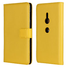 Leather Case Stands Flip Cover L04 Holder for Sony Xperia XZ2 Yellow