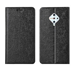 Leather Case Stands Flip Cover L04 Holder for Vivo X50 Lite Black