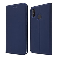 Leather Case Stands Flip Cover L04 Holder for Xiaomi Mi 8 Blue