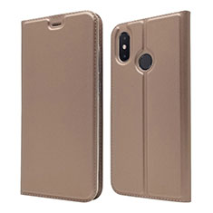 Leather Case Stands Flip Cover L04 Holder for Xiaomi Mi 8 Rose Gold