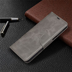 Leather Case Stands Flip Cover L04 Holder for Xiaomi Redmi Note 9 Pro Gray