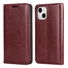 Leather Case Stands Flip Cover L05 Holder for Apple iPhone 13 Red Wine