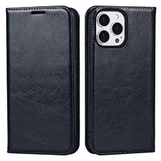 Leather Case Stands Flip Cover L05 Holder for Apple iPhone 14 Pro Max Navy Blue