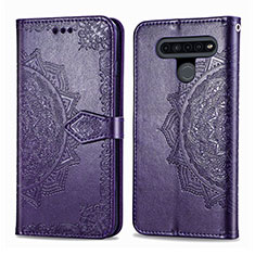 Leather Case Stands Flip Cover L05 Holder for LG K41S Purple