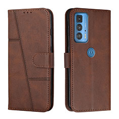 Leather Case Stands Flip Cover L05 Holder for Motorola Moto Edge 20 Pro 5G Brown