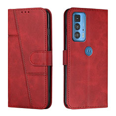 Leather Case Stands Flip Cover L05 Holder for Motorola Moto Edge 20 Pro 5G Red