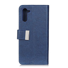 Leather Case Stands Flip Cover L05 Holder for OnePlus Nord Blue