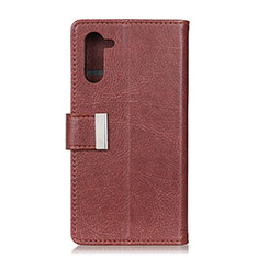 Leather Case Stands Flip Cover L05 Holder for OnePlus Nord Brown