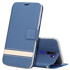 Leather Case Stands Flip Cover L05 Holder for Oppo A11 Blue