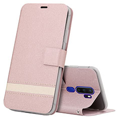 Leather Case Stands Flip Cover L05 Holder for Oppo A11 Rose Gold