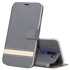 Leather Case Stands Flip Cover L05 Holder for Oppo A11X Gray