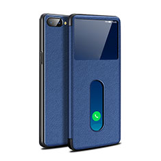 Leather Case Stands Flip Cover L05 Holder for Oppo A12e Blue