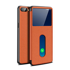 Leather Case Stands Flip Cover L05 Holder for Oppo A12e Orange