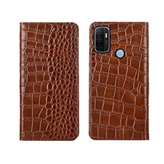 Leather Case Stands Flip Cover L05 Holder for Oppo A32 Light Brown