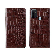 Leather Case Stands Flip Cover L05 Holder for Oppo A33 Brown