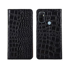 Leather Case Stands Flip Cover L05 Holder for Oppo A53s Black