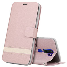 Leather Case Stands Flip Cover L05 Holder for Oppo A9 (2020) Rose Gold