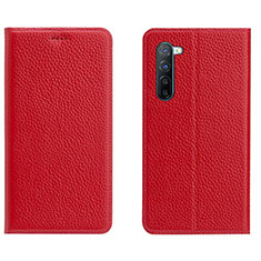 Leather Case Stands Flip Cover L05 Holder for Oppo F15 Red