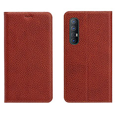 Leather Case Stands Flip Cover L05 Holder for Oppo Find X2 Neo Brown