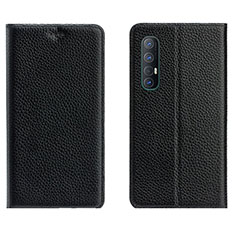 Leather Case Stands Flip Cover L05 Holder for Oppo Reno3 Pro Black