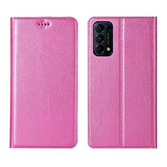 Leather Case Stands Flip Cover L05 Holder for Oppo Reno5 Pro 5G Pink