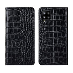 Leather Case Stands Flip Cover L05 Holder for Samsung Galaxy A42 5G Black