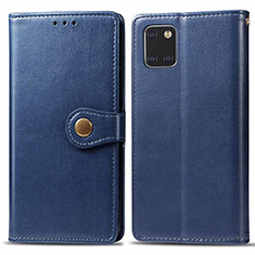 Leather Case Stands Flip Cover L05 Holder for Samsung Galaxy A81 Blue
