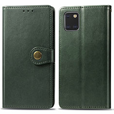 Leather Case Stands Flip Cover L05 Holder for Samsung Galaxy A81 Green