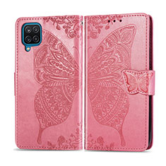 Leather Case Stands Flip Cover L05 Holder for Samsung Galaxy F12 Pink