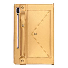 Leather Case Stands Flip Cover L05 Holder for Samsung Galaxy Tab S6 10.5 SM-T860 Gold