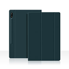 Leather Case Stands Flip Cover L05 Holder for Samsung Galaxy Tab S7 11 Wi-Fi SM-T870 Midnight Green